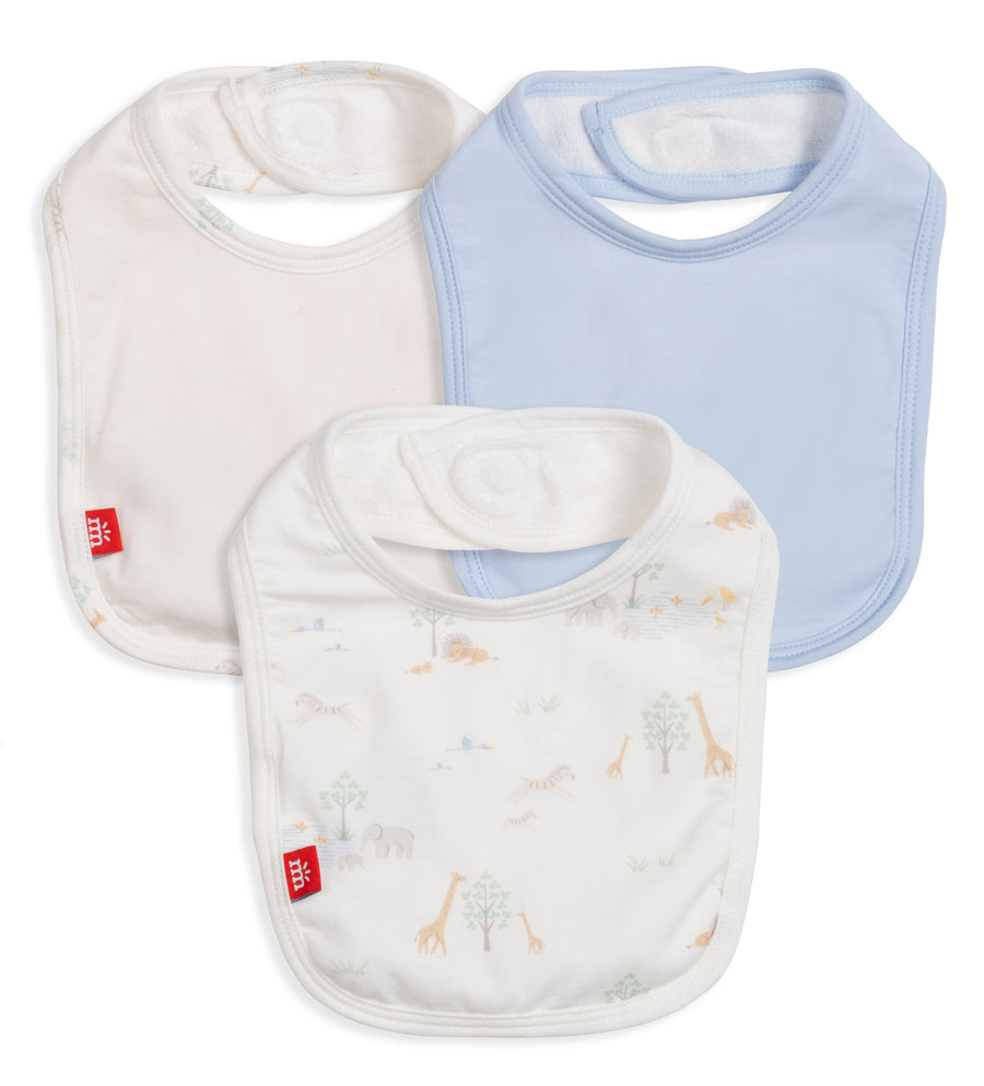 Modal Magnetic Bib Set - White Serene Safari