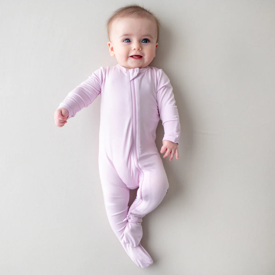 Bamboo Zippered Footie - Thistle