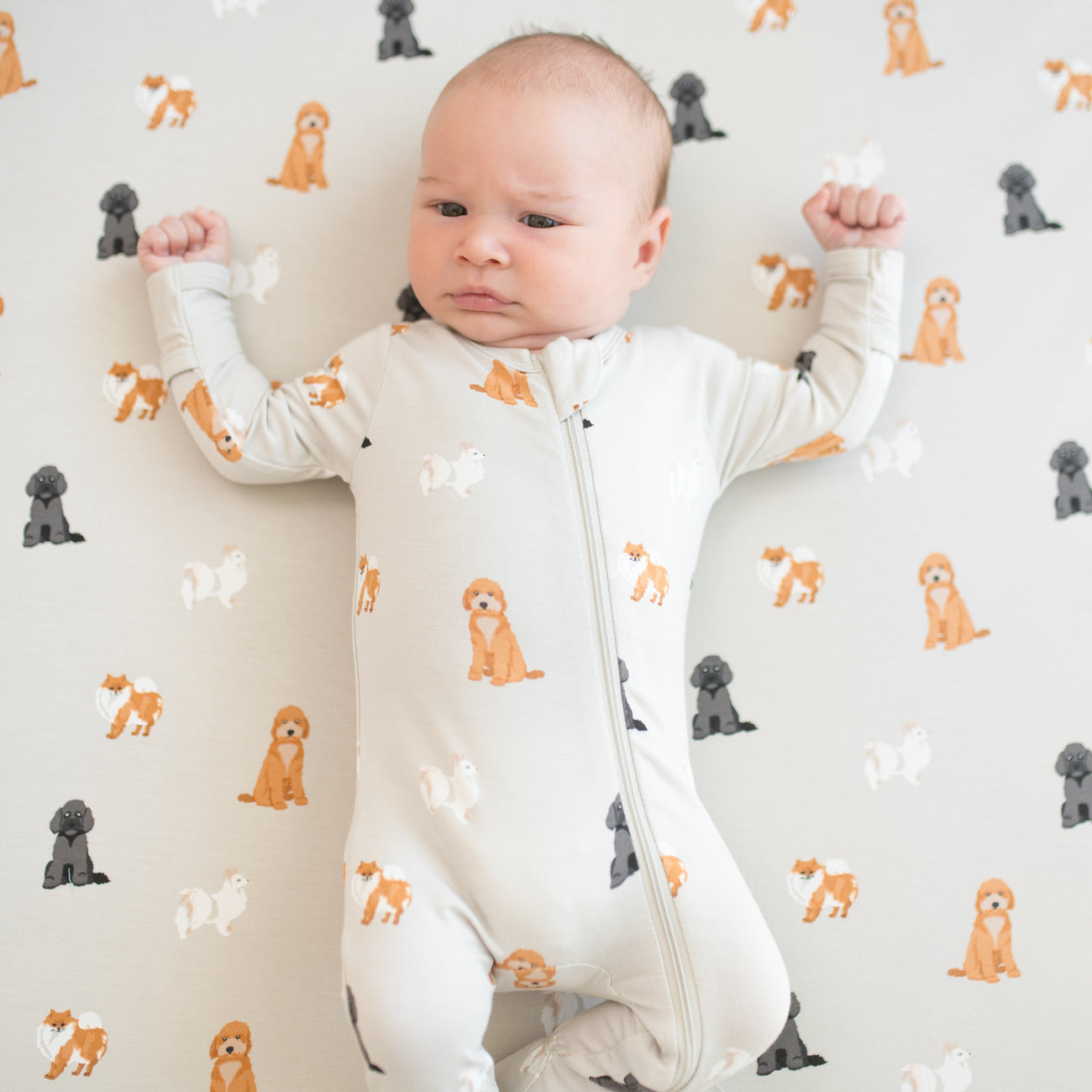 Bamboo Zippered Footie - Fluffy Dog