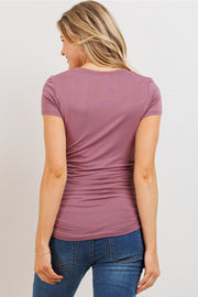 Ruched Short Sleeve Maternity Shirt - Mauve