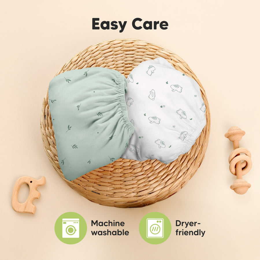 2 Pack Isla Fitted Mini Crib/Pack and Play Sheets - Bunnies