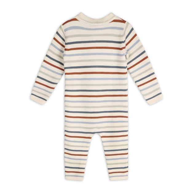 Multicolor Stripe Chunky Sweater Knit Baby Jumpsuit