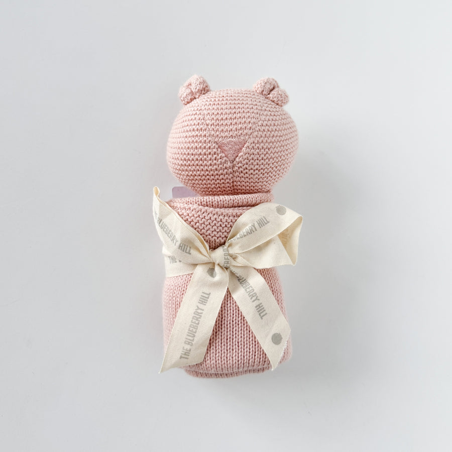 Organic Cotton Bear Lovey Blanket - Blush