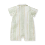 Pacific Stripe Baby Boy Romper - Green Wash