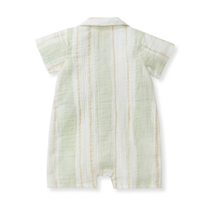 Pacific Stripe Baby Boy Romper - Green Wash