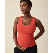 Ribbed Bamboo Scoop Neck Nursing Tank - Spice