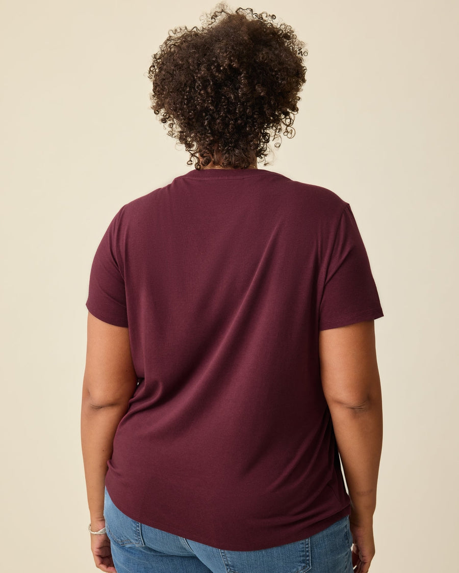 Classic Modal V-Neck Nursing T-Shirt - Burgundy