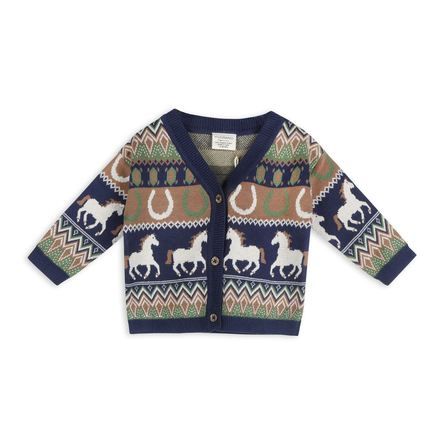 Western Jacquard Knit Baby Cardigan Sweater