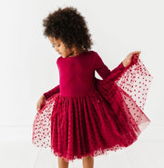Velvet Heart + Tulle Dress - Ruby