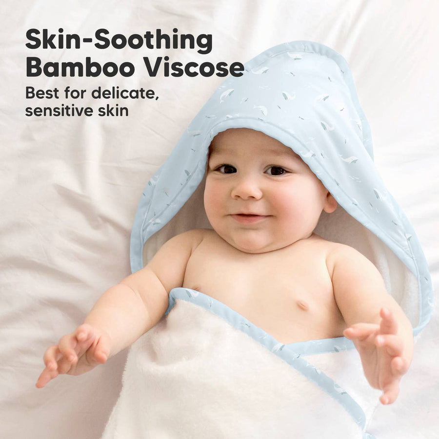 Luxe Baby Hooded Towel - Blue Whale