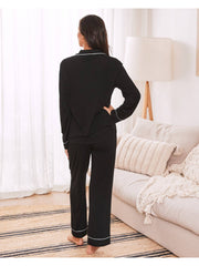 Maternity and Nursing Long Sleeve Pajama Set - Black