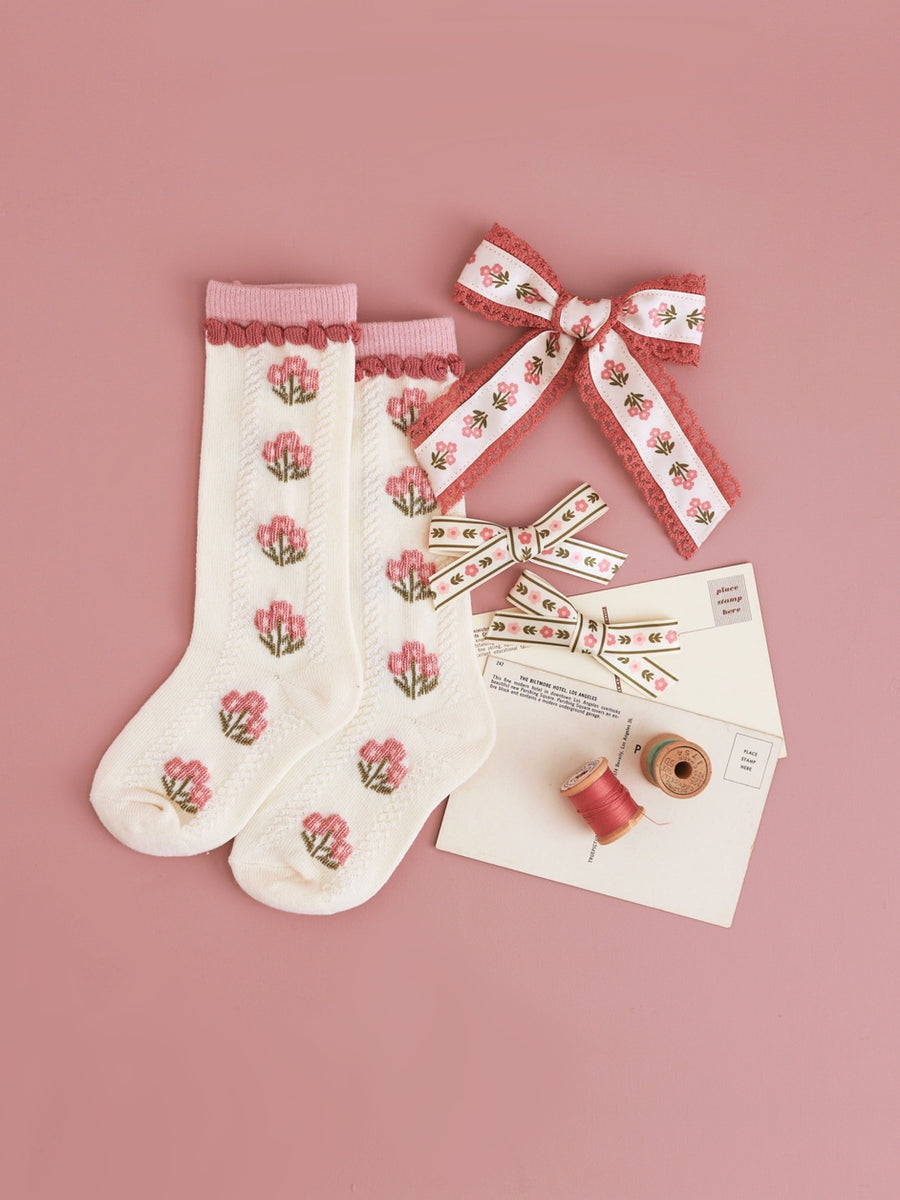 Posie Knee Socks - Old Rose