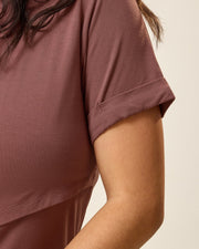 Assymetrical Nursing T-Shirt - Redwood