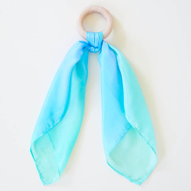 Natural Baby Teether - 100% Mulberry Silk and Maple Ring Various Colors
