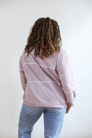 Relaxed Fit Invisible Zipper Breastfeeding Sweatshirt with Piping - Lilac