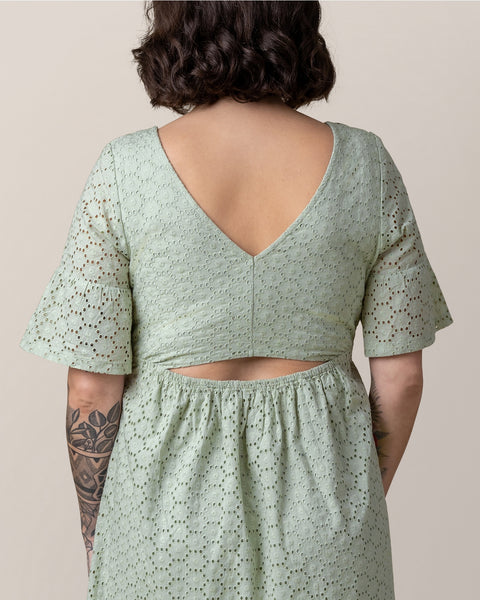 Dahlia Eyelet Maternity & Nursing Dress - Aqua Mist