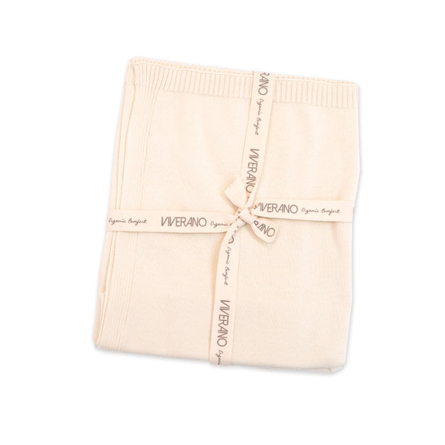 Organic Cotton Milan Pastel Baby Blanket Sweater Knit - Cream