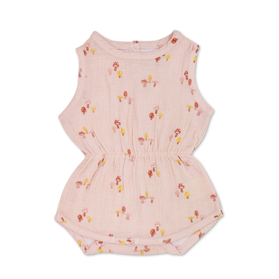 Organic Cotton Muslin Shortall - Mini Mushroom