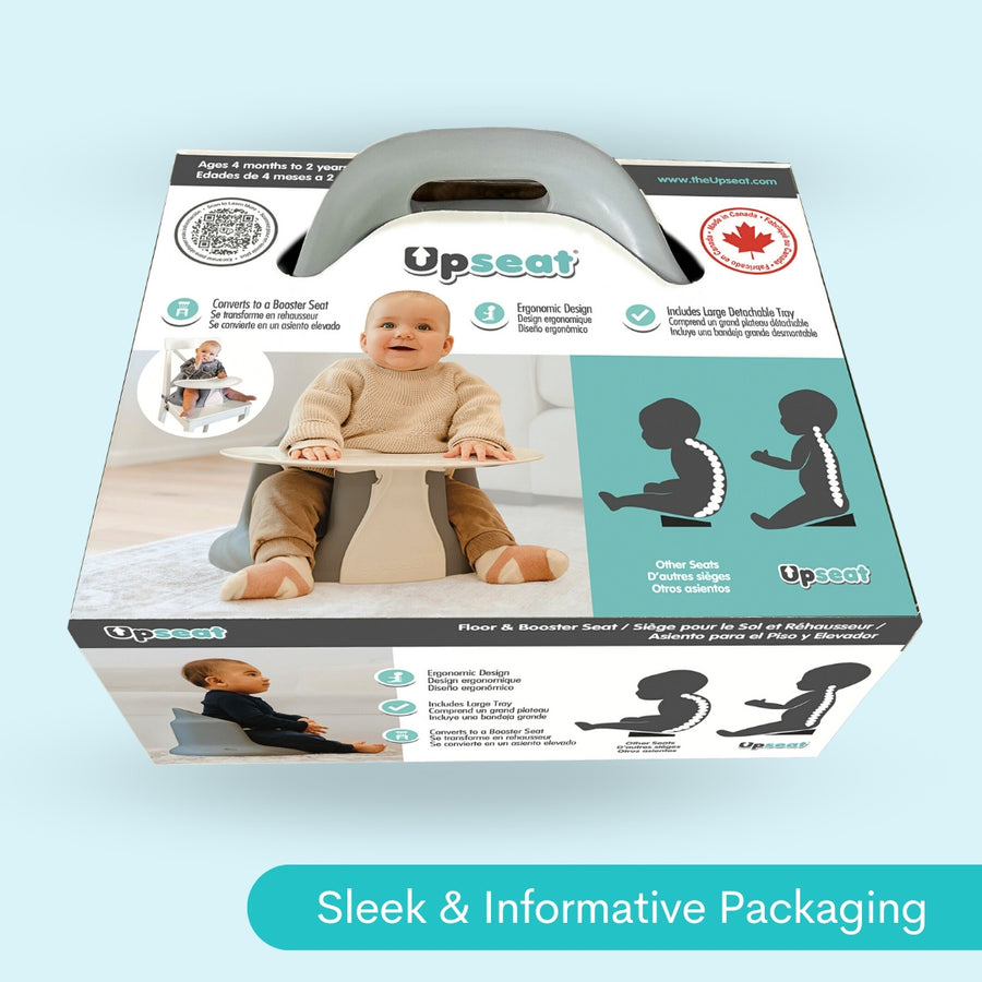 Upseat Baby Floor and Booster Seat with Tray - Gray
