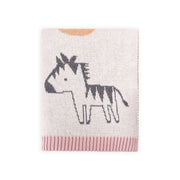 Organic Jacquard Sweater Knit Baby Blanket - Alphabet Blush
