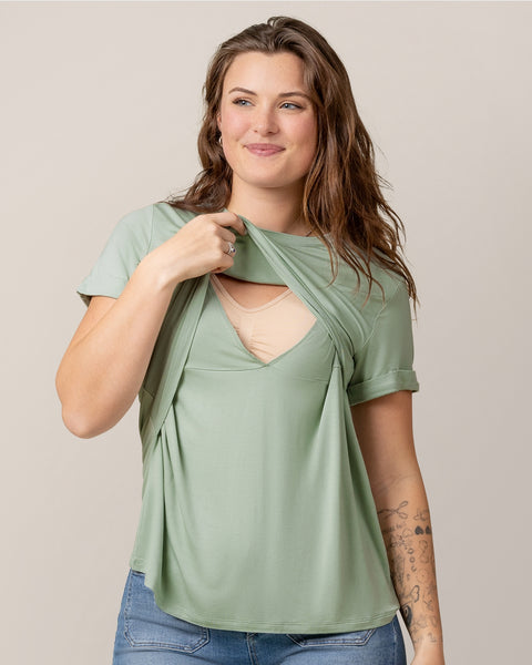 Everyday Asymmetrical Nursing T-Shirt - Aqua Mist
