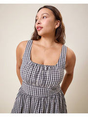 Gracie Poplin Nursing Midi Dress - Black & White Gingham