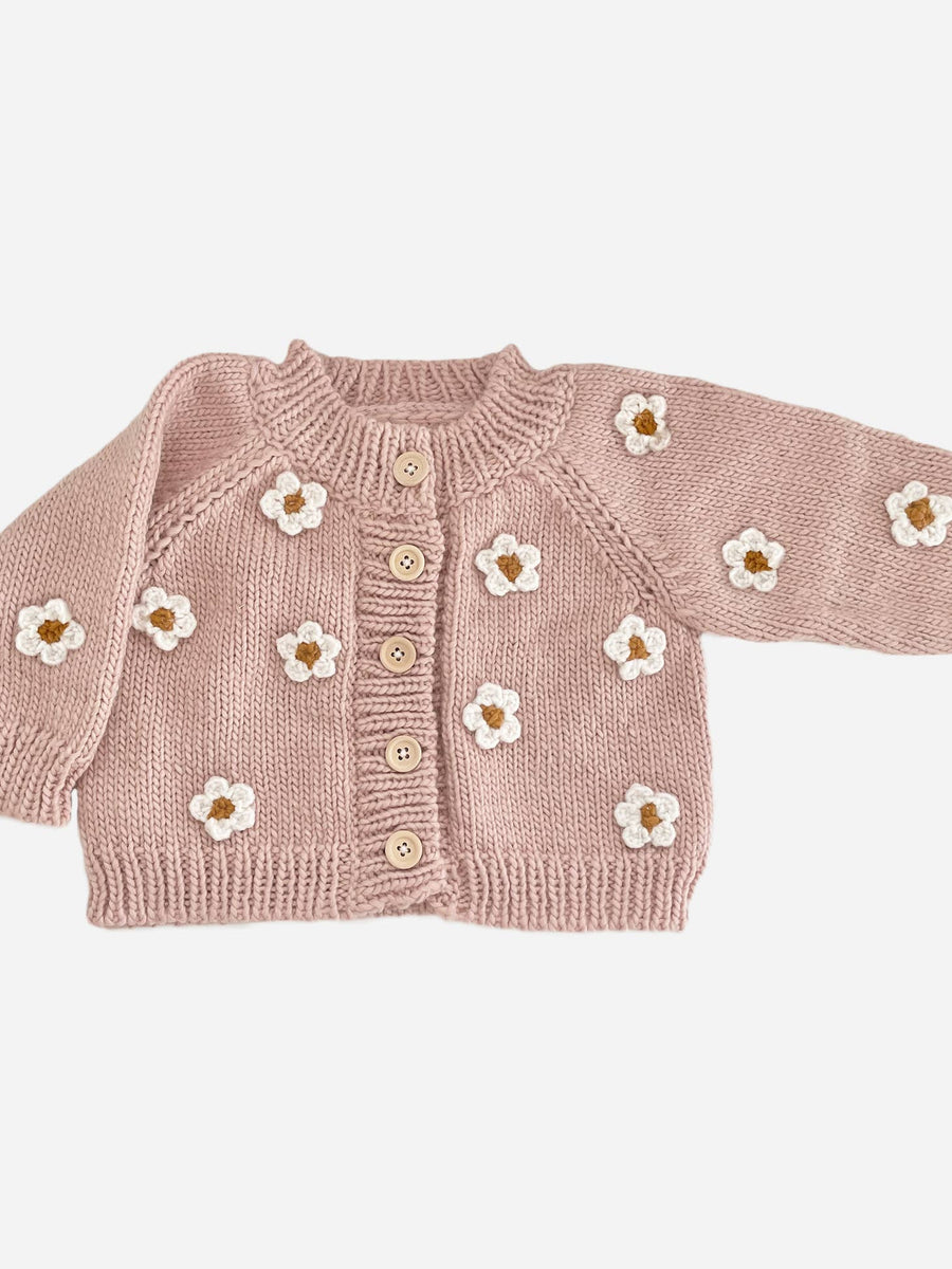 Knit Flower Cardigan - Blush