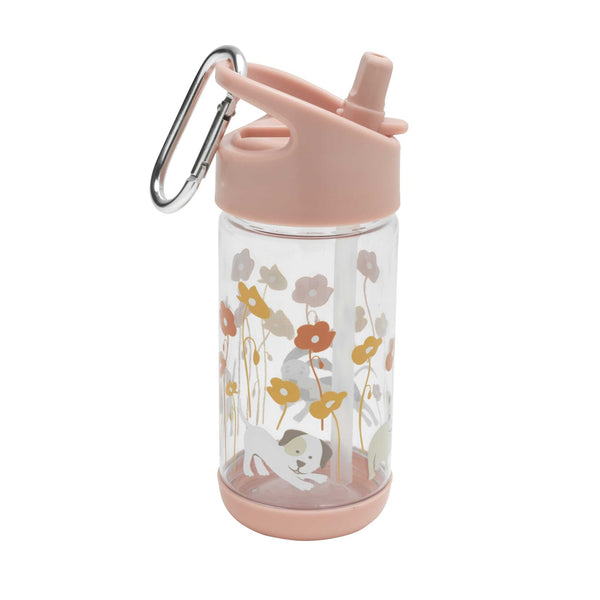 Clear Tritan Flip & Sip Water Bottle - Puppies & Poppies