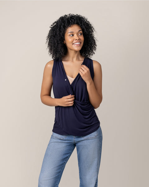 Bamboo Draped Nursing Tank - Navy