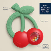 Bitzy Shake Silicone Teether with Rattle - Cherries