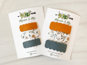 Set of 3 Snap Clips - Mustard, Floral, and Teal