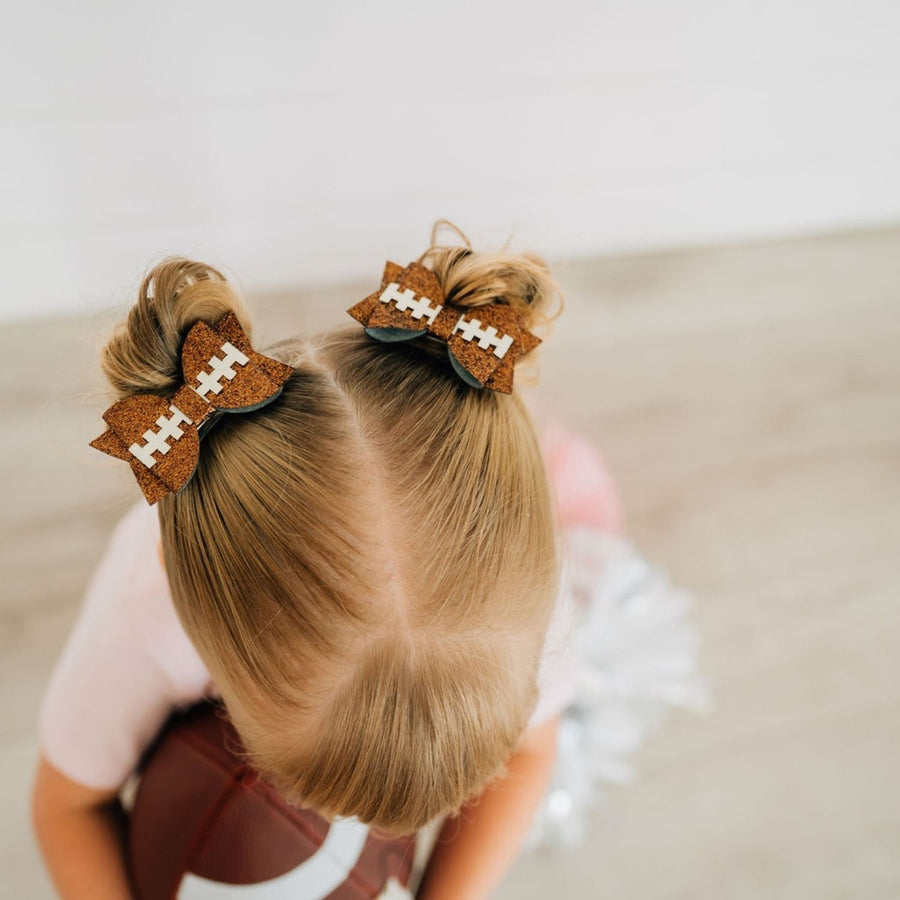 Glitter Bow Clip Set - Football Game Day