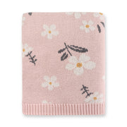 Organic Jacquard Sweater Knit Baby Blanket - Daisy Floral