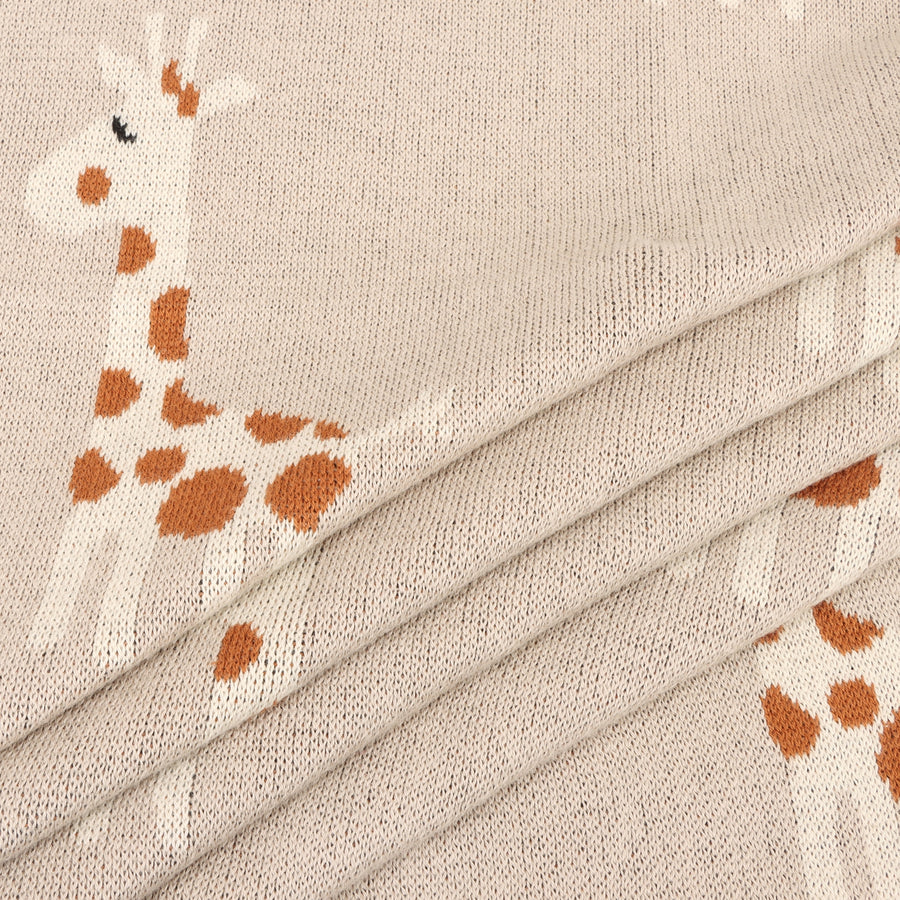 Organic Jacquard Sweater Knit Baby Blanket - Giraffe