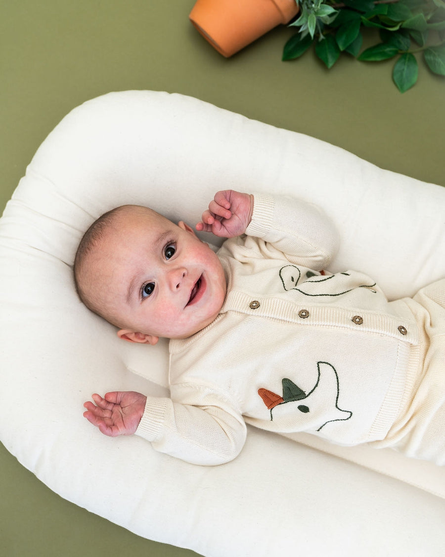 Organic Cotton 3D Embroidered Baby Knit Cardigan - Dino