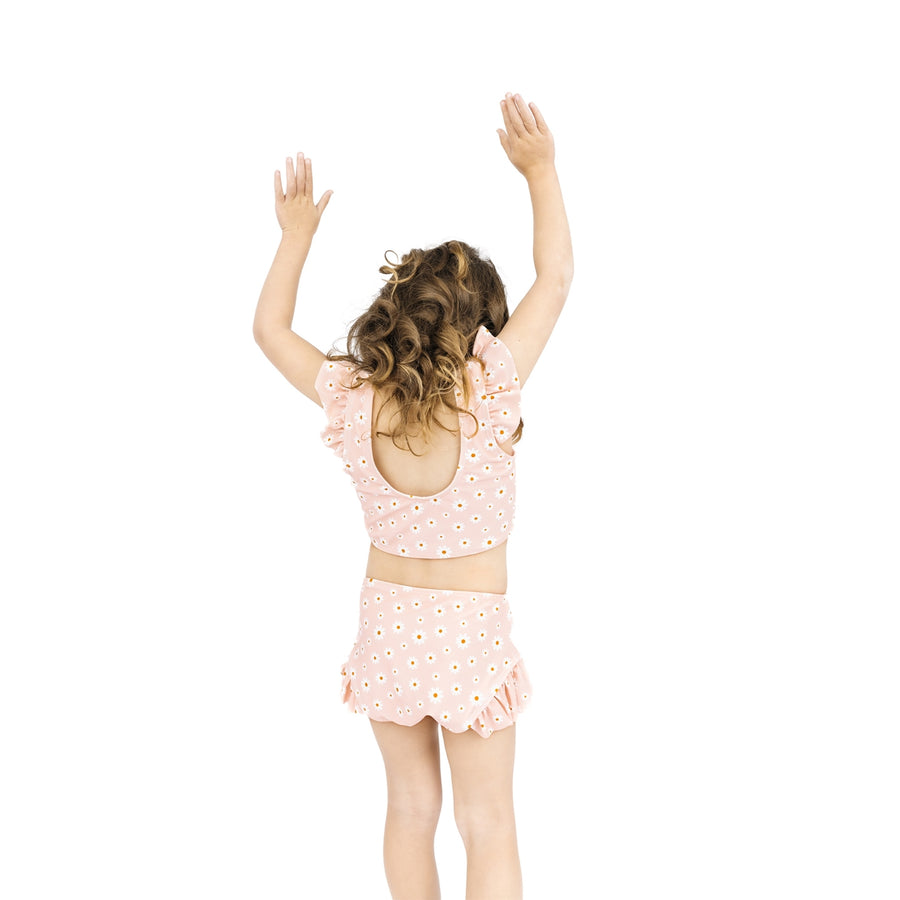 Girls Flutter Bikini Swimsuit - Pink Daisy