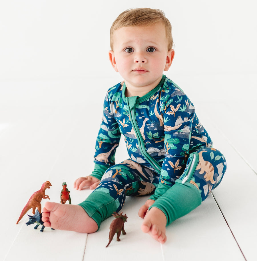 Bamboo Convertible Footie - Arlo Dinosaur