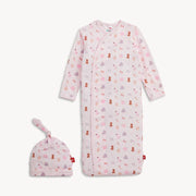 Modal Magnetic Gown & Hat - Pink Nursery Nostalgia