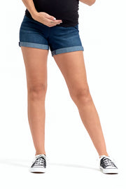 Maternity Roll Cuff Jean Shorts with Bellyband - Marco