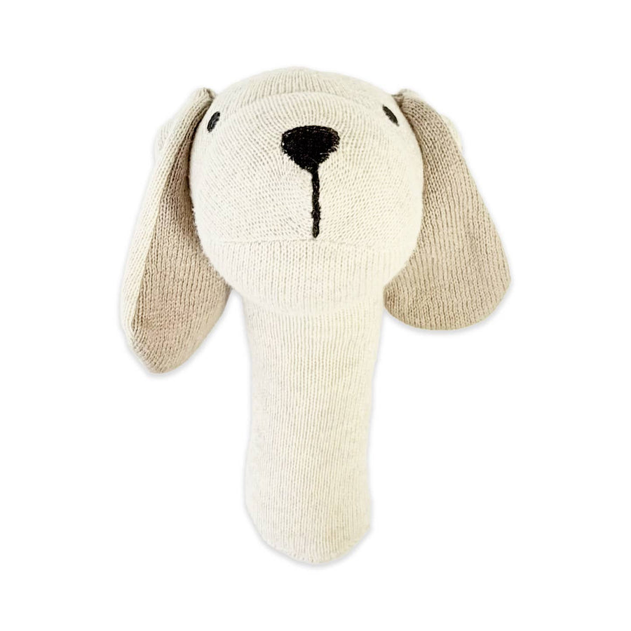 Organic Stuffed Baby Stick Rattle - Dog