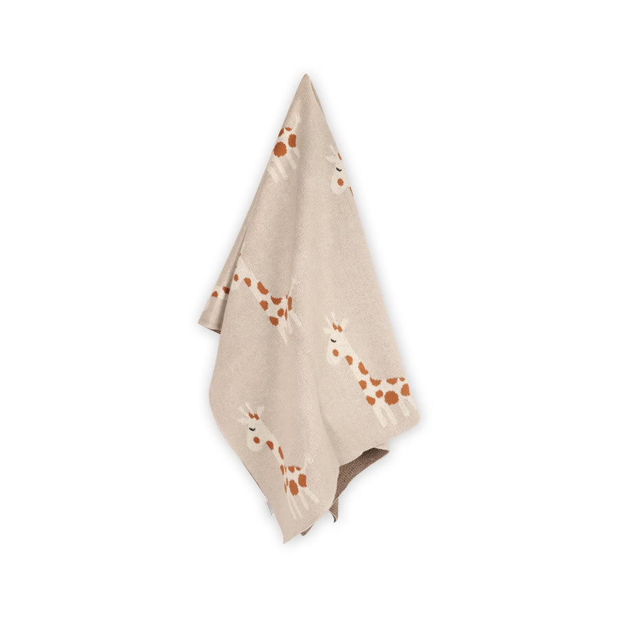 Organic Jacquard Sweater Knit Baby Blanket - Giraffe
