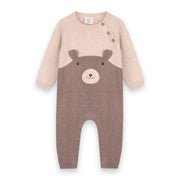 Cuddly Bear Embroidered Knit Jumpsuit