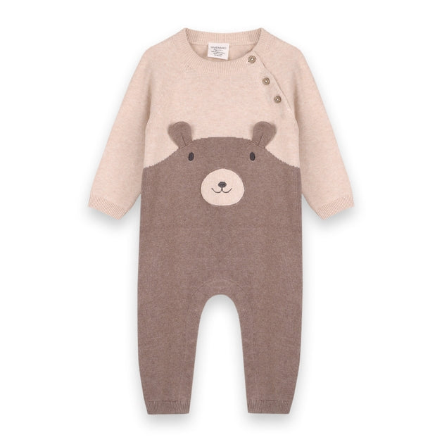 Cuddly Bear Embroidered Knit Jumpsuit