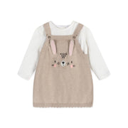 Bunny 3D Ears Applique Baby Knit Tunic Dress Set