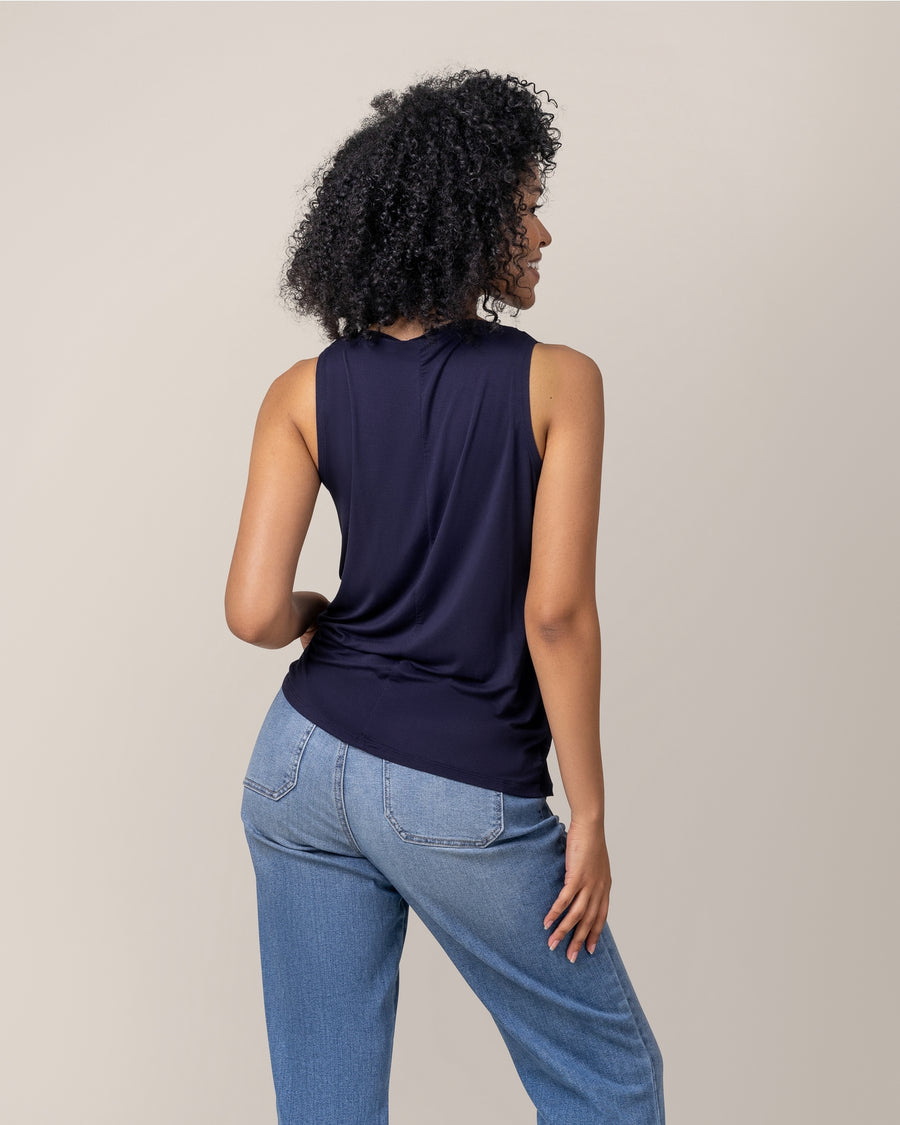 Bamboo Draped Nursing Tank - Navy