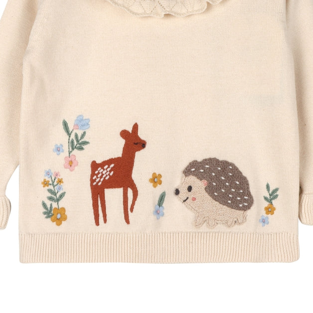 Woodland Embroidered Knit Sweater and Pants Set