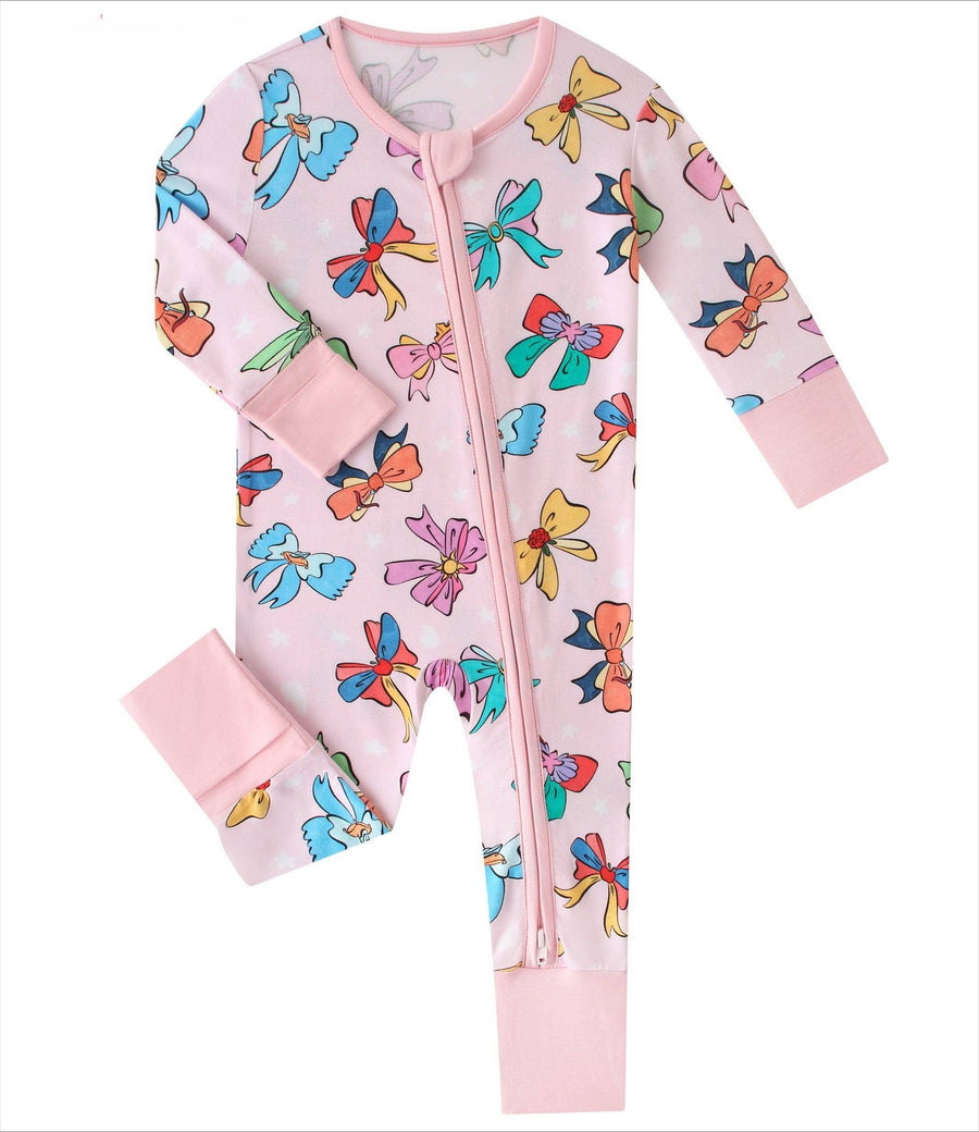 PoshTOT Bow Bamboo Baby Convertible Zippy Romper