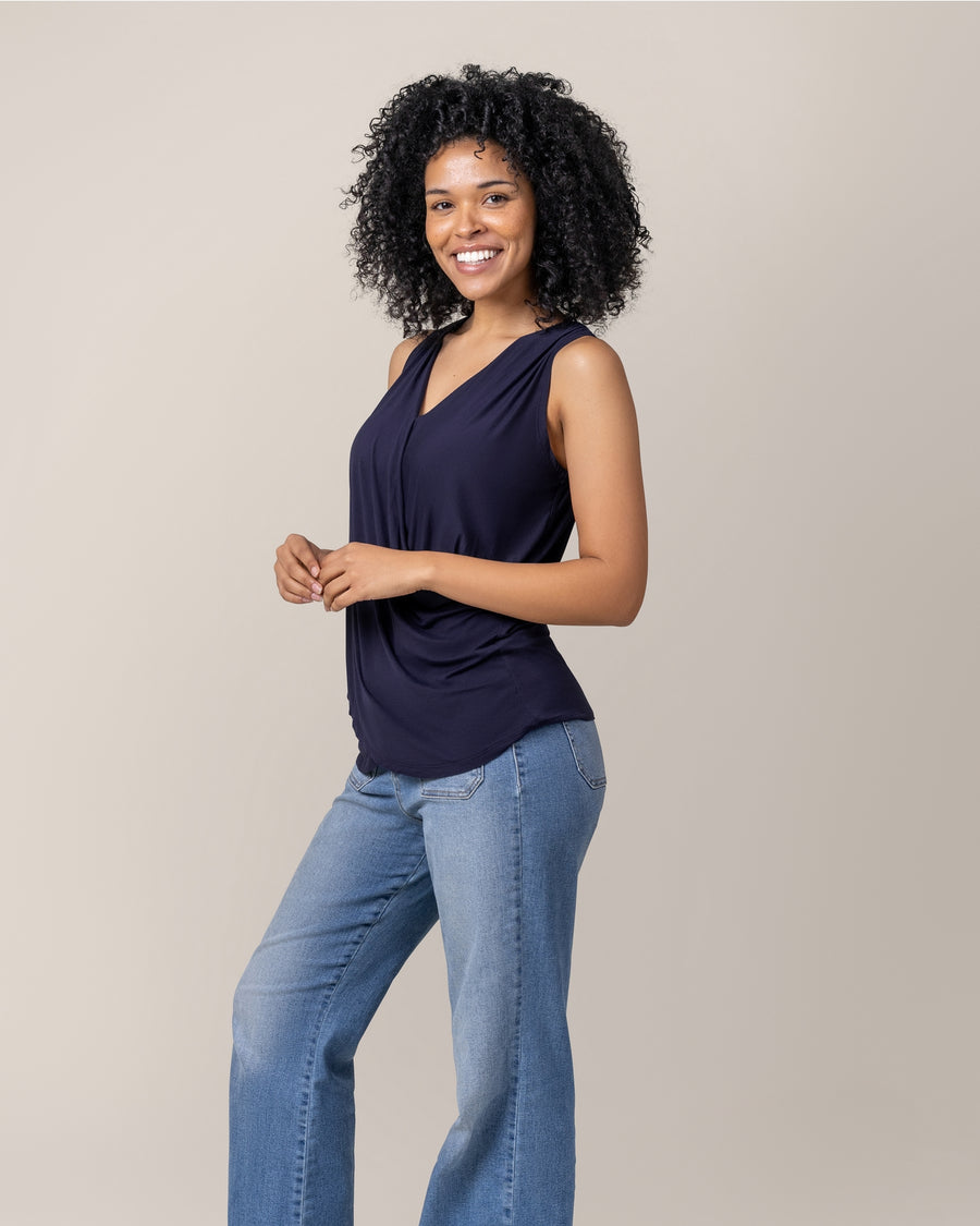 Bamboo Draped Nursing Tank - Navy