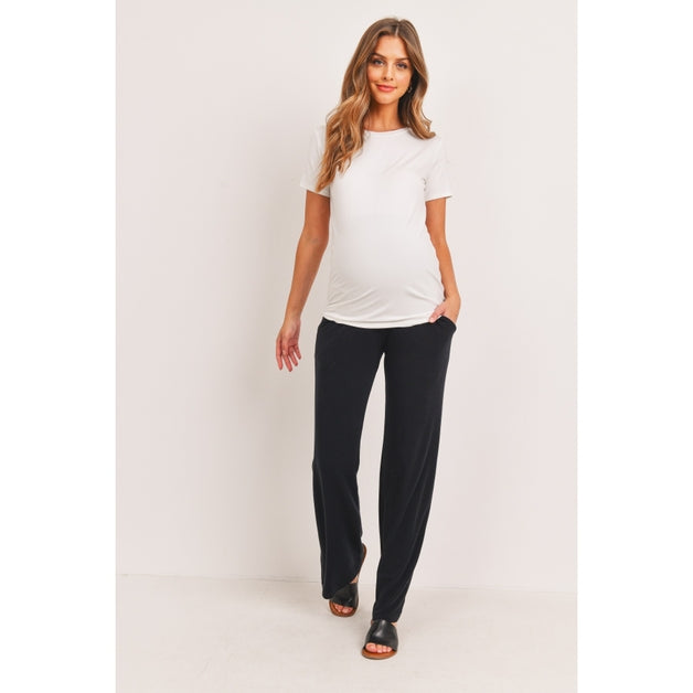 Straight Leg Maternity Terry Lounge Pants - Black