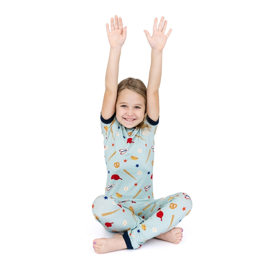 Bamboo Two Piece Long Sleeve Pajamas - Play Ball Baseball